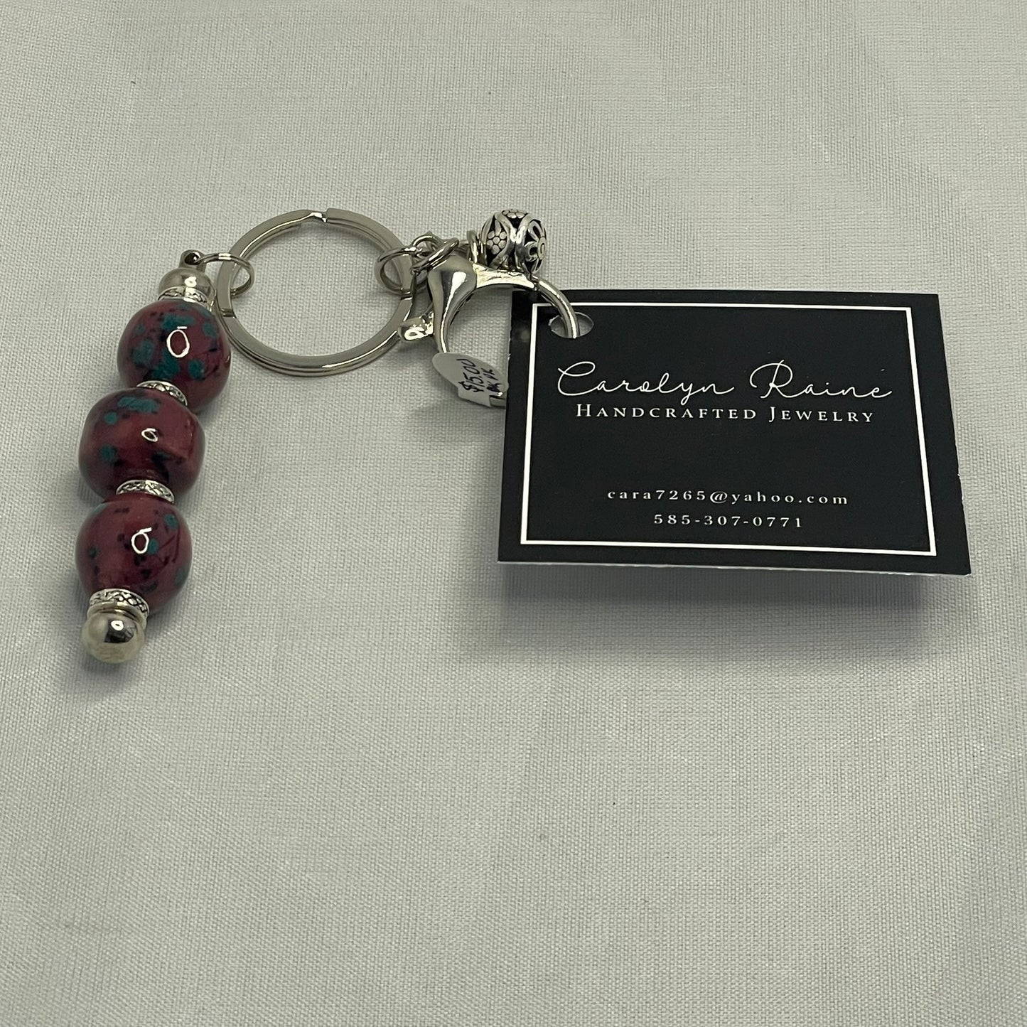 Dark Pink Bead Key Chain
