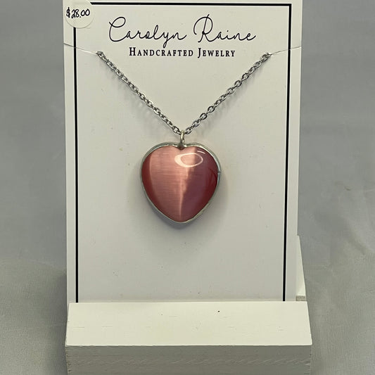 Pink Glass Heart Necklace GHN1