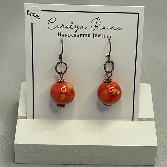 Orange Bead Earrings CBE1