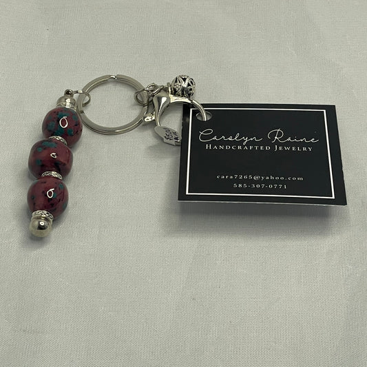 Dark Pink Bead Key Chain